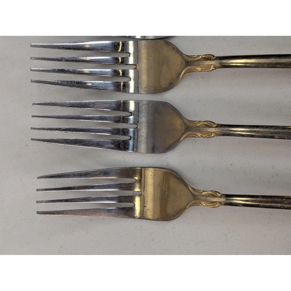Personally Yours Stainless Steel Dinner Forks Set Of 4 Silver Tone Scroll Design